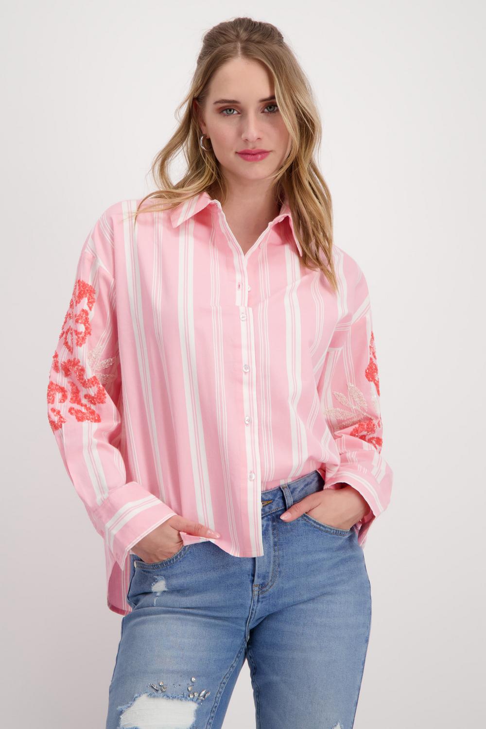 Bluse, pink smoothie gemustert