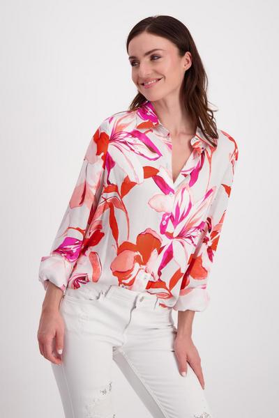 Bluse - 496/bright coral gemustert