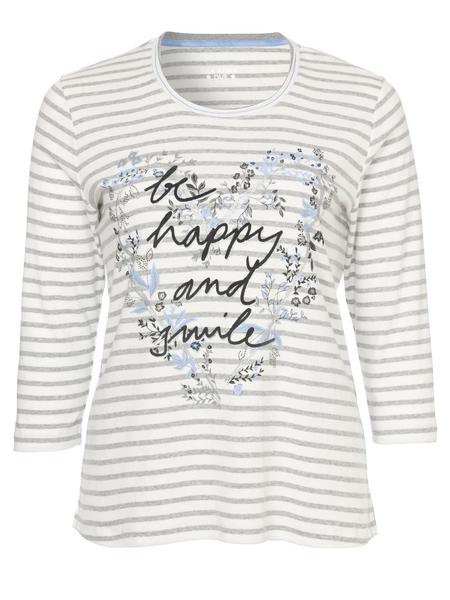 T-Shirt Rundhals 3/4 Arm Ringel Motiv
