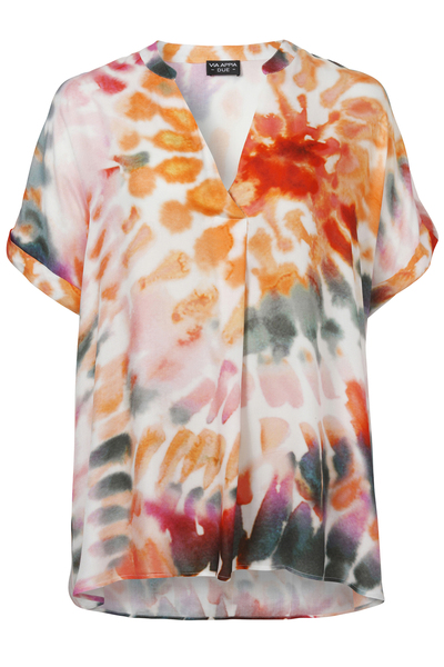 Bluse V-Ausschnitt 1/2 Arm - 383/mandarin multicol