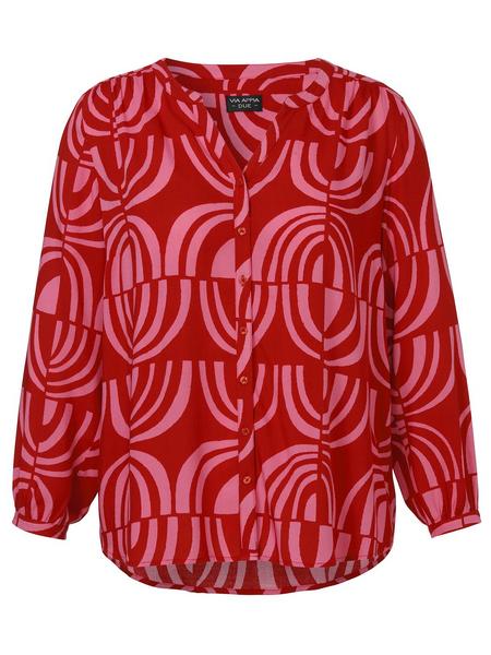 Bluse V-Ausschnitt 1/1 Arm Druck - 350662/rot / ro