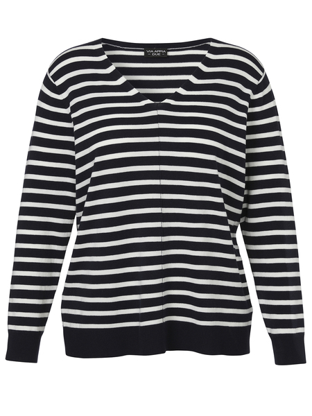 Pullover V-Ausschnitt 1/1 Arm Ringe - 800950/marin