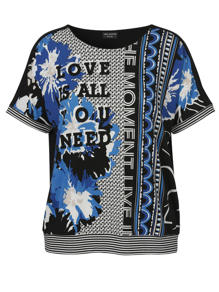 T-Shirt Rundhals 1/2 Arm Druck - 103/schwarz multi