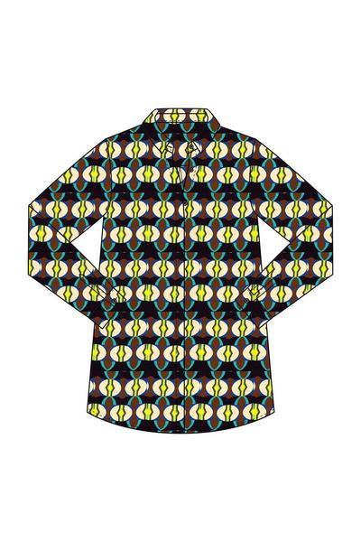 Blouse with collar, placket and 1/1 sleeves