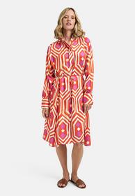 Dress w neckpanel and covered halfplacket, raglan sleeves and cor