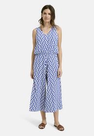 Sleeveless Jumpsuit w v-neck, elastic at waist + wide legs