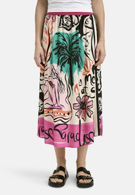 Midiskirt with elastic waist and sidepanel