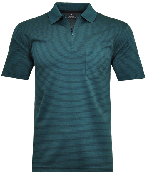 Softknit-Polo mit Zip, fein gestreift