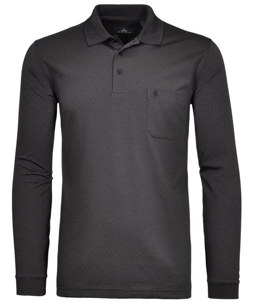 Polo button LS - 009/SCHWARZ