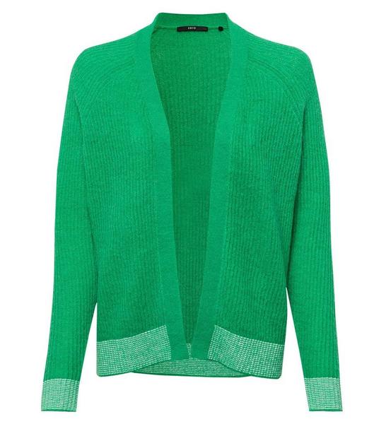 Cardigan, open style, rib detail