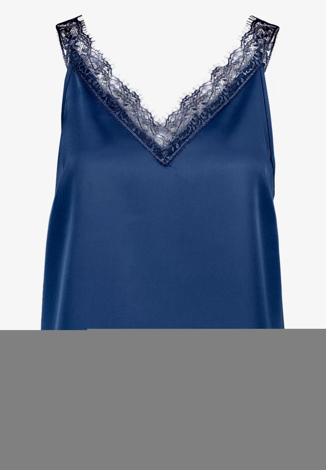 Satintop   mit Spitze und V-Auschnitt