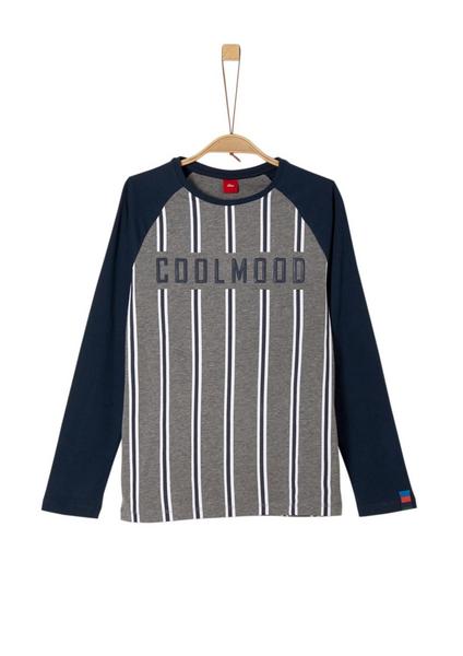 T-SHIRT LANGARM - 9730/dark grey melange