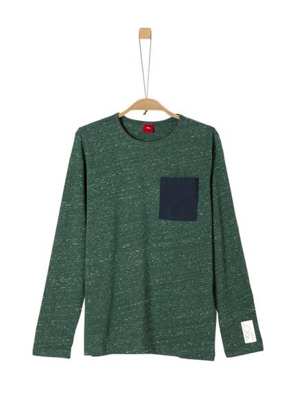 T-SHIRT LANGARM - 78W4/green melange