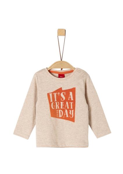 T-SHIRT LANGARM - 8214/beige melange