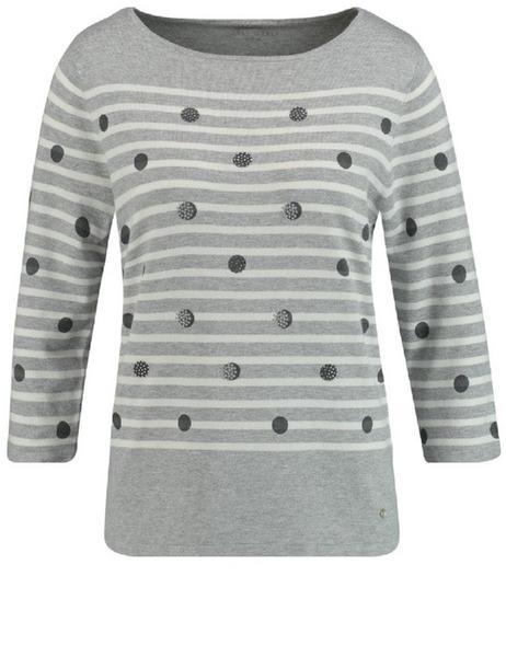 PULLOVER 3/4 ARM - 02092/GRAU/ECRU/WEISS RINGEL