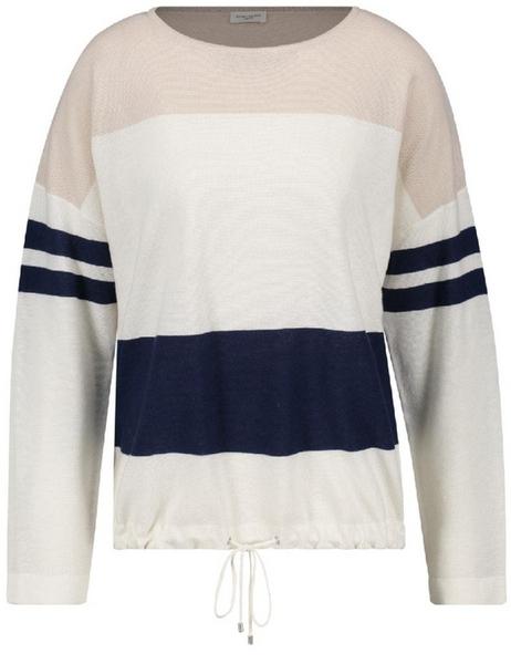 PULLOVER 1/1 ARM - 09087/ECRU/WEISS/BLAU STREIFEN