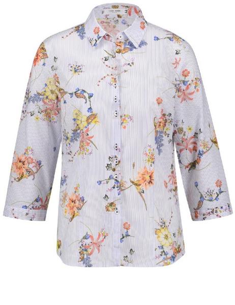 BLUSE 3/4 ARM BASIC FIT - 09169/WEISS-BLAU-SUNSET