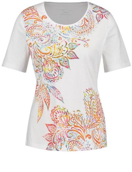 T-SHIRT 1/2 ARM - 09038/ECRU/WEISS/LILA/PINK DRUC