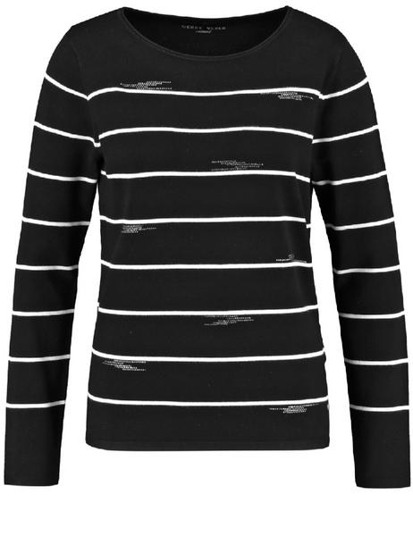 PULLOVER 1/1 ARM - 01092/SCHWARZ/ECRU/WEISS RINGEL