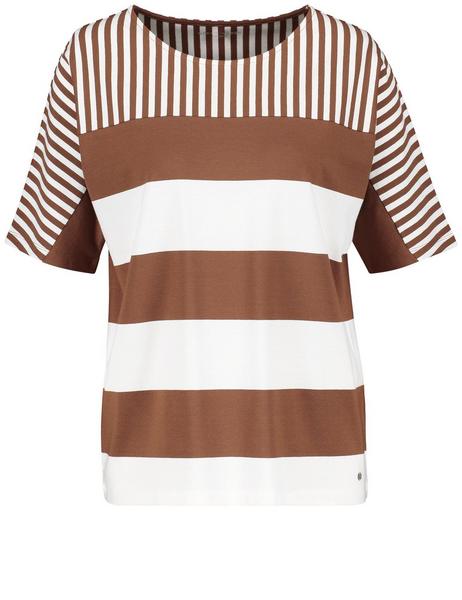 T-SHIRT 1/2 ARM - 07092/BRAUN/ECRU/WEISS RINGEL