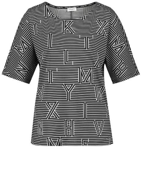 T-SHIRT 3/4 ARM - 01099/SCHWARZ/ECRU/WEISS DRUCK