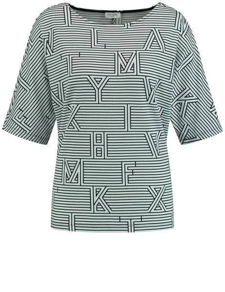 T-SHIRT 3/4 ARM - 08099/BLAU/ECRU/WEISS DRUCK