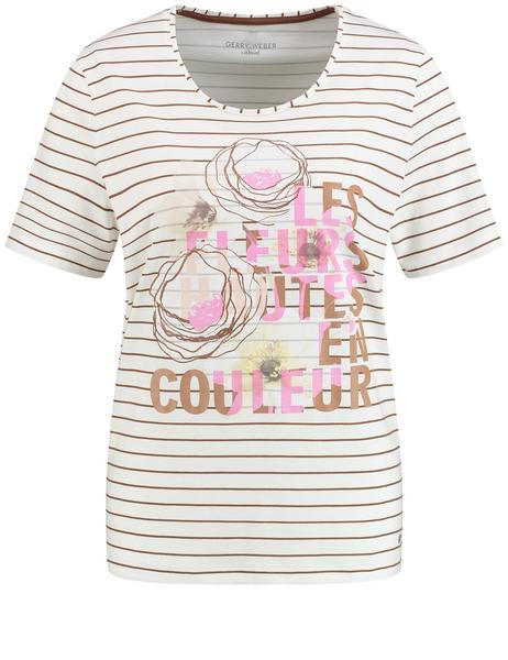 T-SHIRT 1/2 ARM - 07092/BRAUN/ECRU/WEISS RINGEL