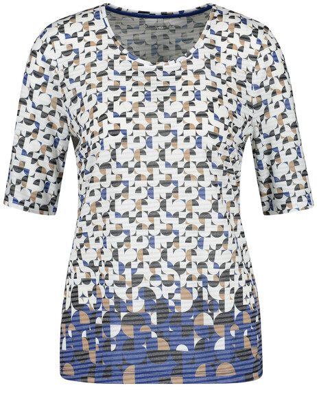 T-SHIRT 1/2 ARM - 09088/ECRU/WEISS/BLAU DRUCK