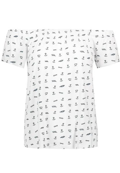 DOB Shirt, kurzarm,Carmenausschnitt - 22000/white