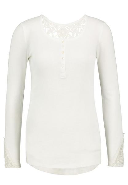 DOB Shirt,langarm,Rundhalsmit piping,funktionelle Knopf-leiste,Spitzeneinsatz vorne