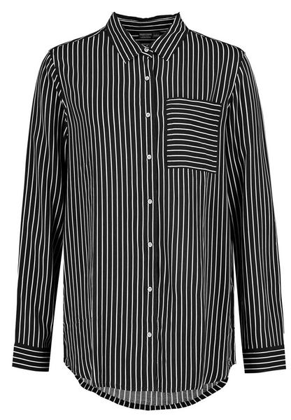 Bluse, langarm, Hemdblusenkragen, - 24000/black-wh