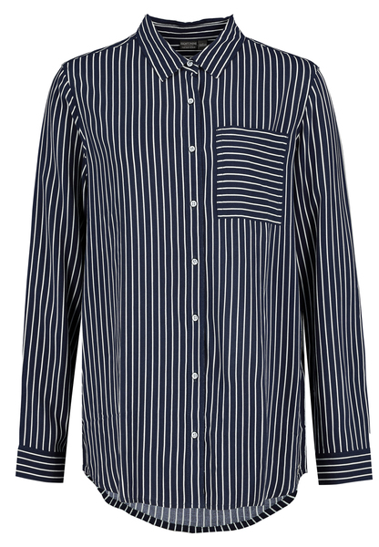 Bluse, langarm, Hemdblusenkragen, - 19400/dark nav