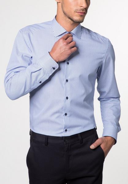 ETERNA LANGARM HEMD SLIM FIT TWILL HELLBLAU/WEISS GESTREIFT