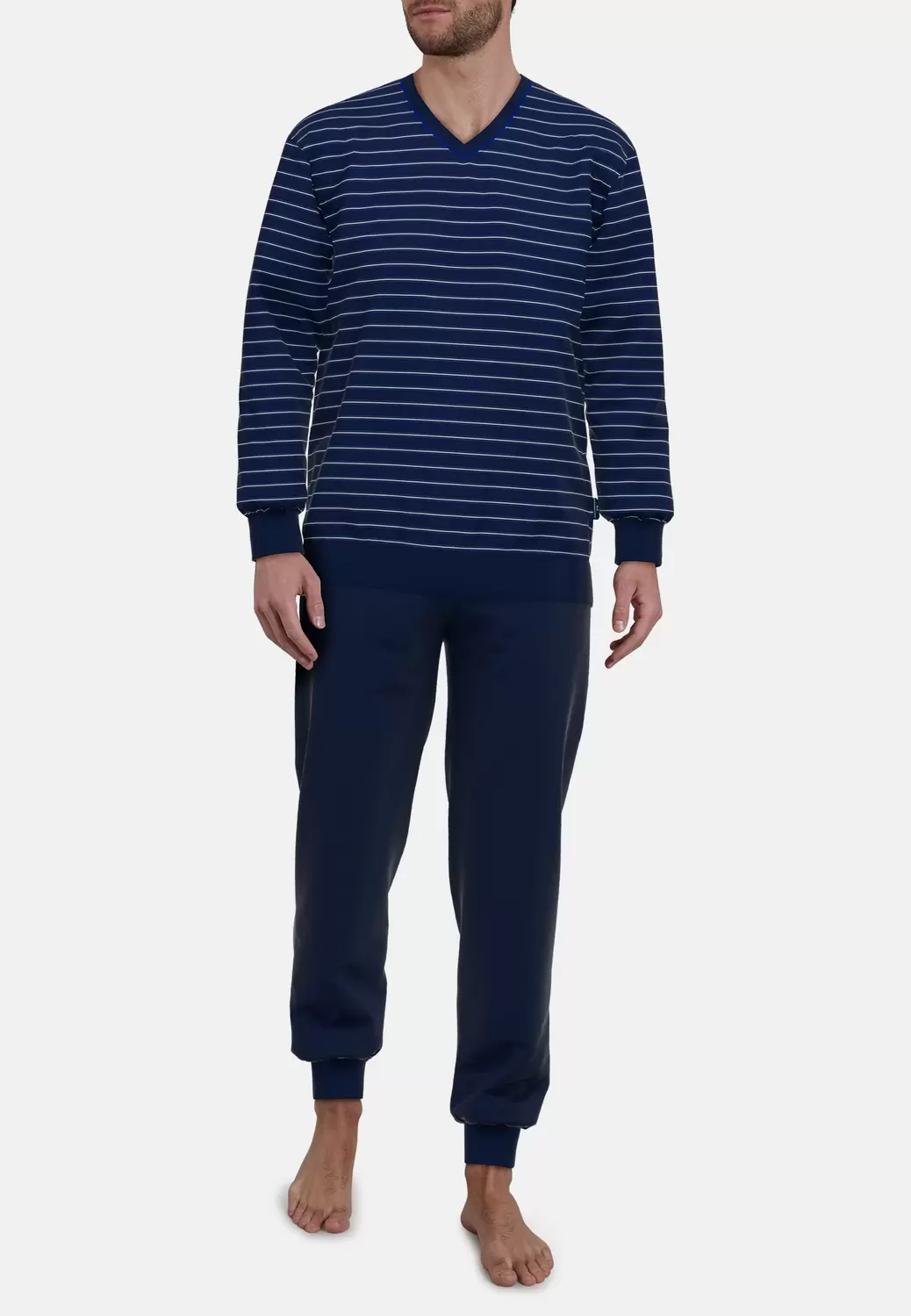 Pyjama, V-A., B?ndchen - 632/blau-dunkel-Ringel