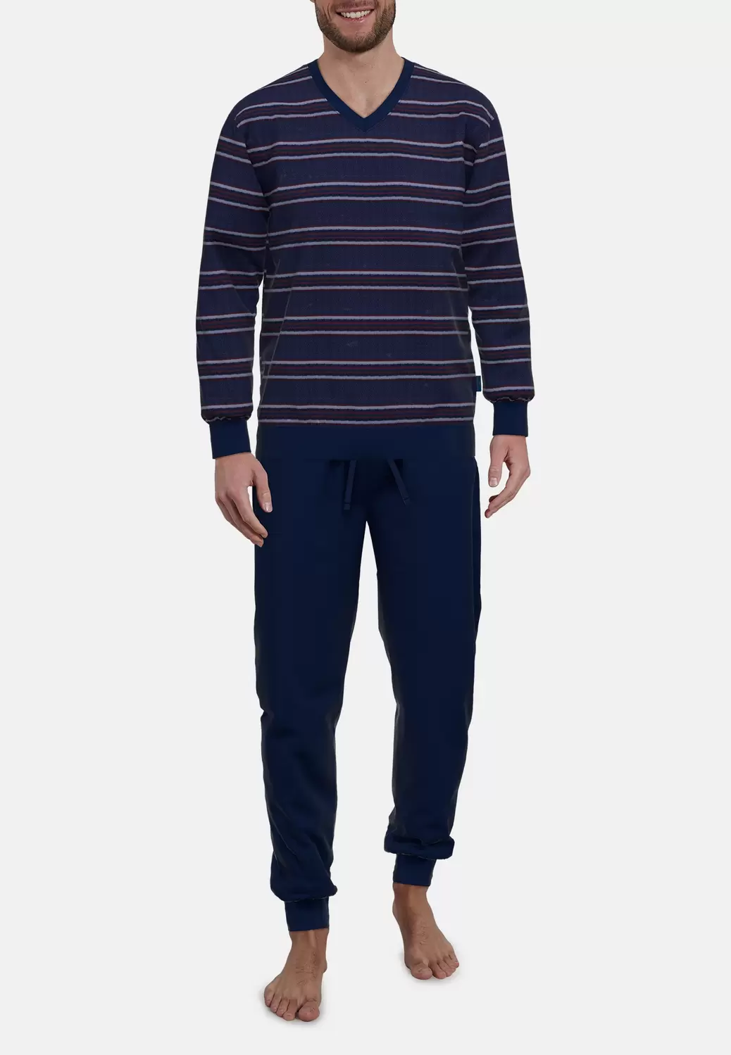 Pyjama, V-A., B?ndchen - 632/blau-dunkel-Ringel