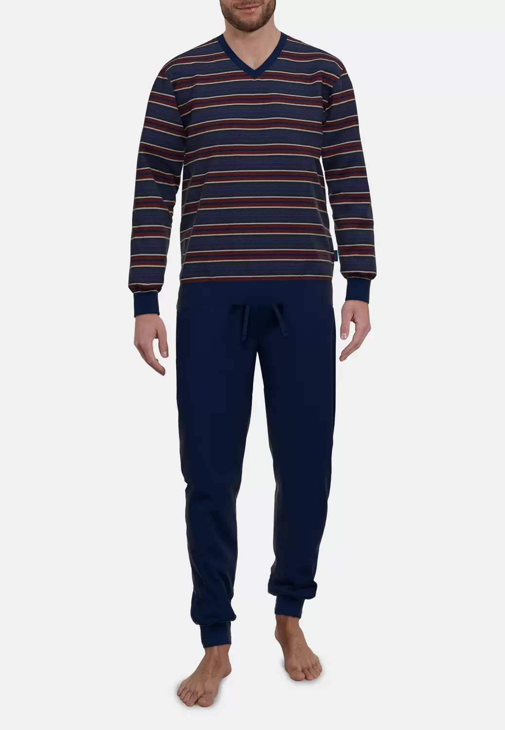 Pyjama, V-A., B?ndchen - 662/blau-dunkel-Ringel