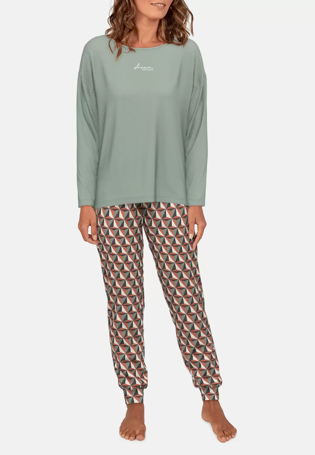 Pyjama, Rundhals, Bündchen - 328/grün-mittel-multi