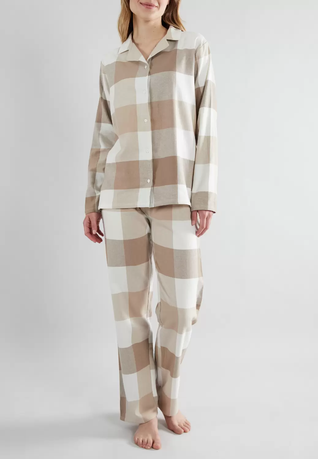 Pyjama, durchgekn. - 554/braun-mittel-Karo