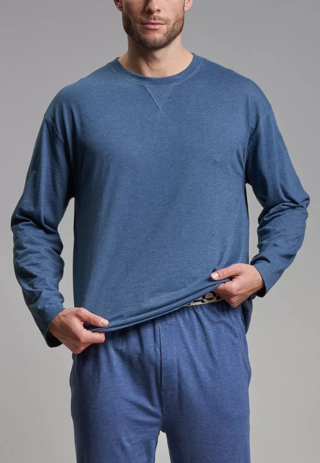 Shirt, 1/1 A., O-A. - 630/blau-dunkel-uni