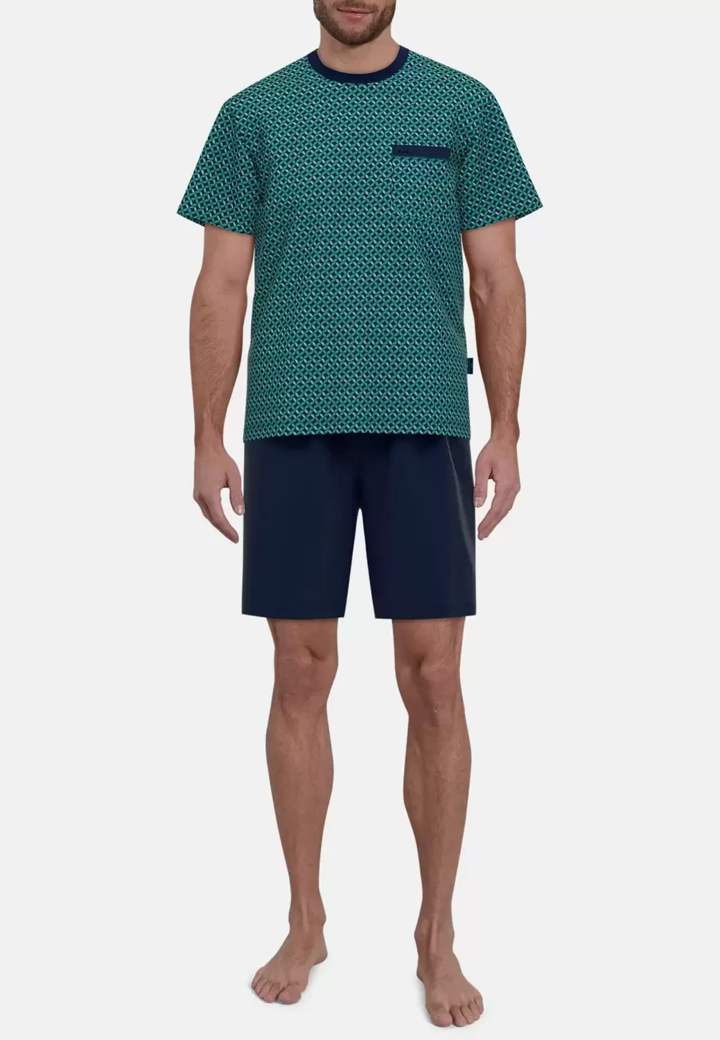 Shorty, Rundhals - 355/gr?n-mittel-Allover