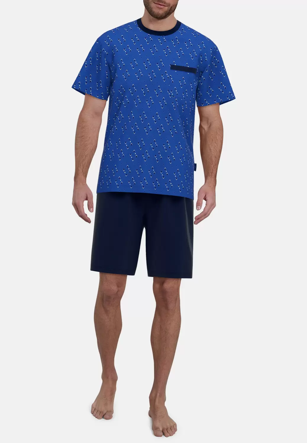 Shorty, Rundhals, blau-mittel-Allover