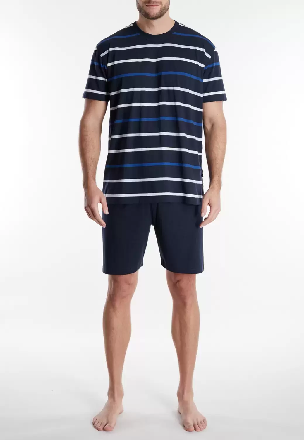 Shorty, Rundhals - 652/blau-mittel-Ringel