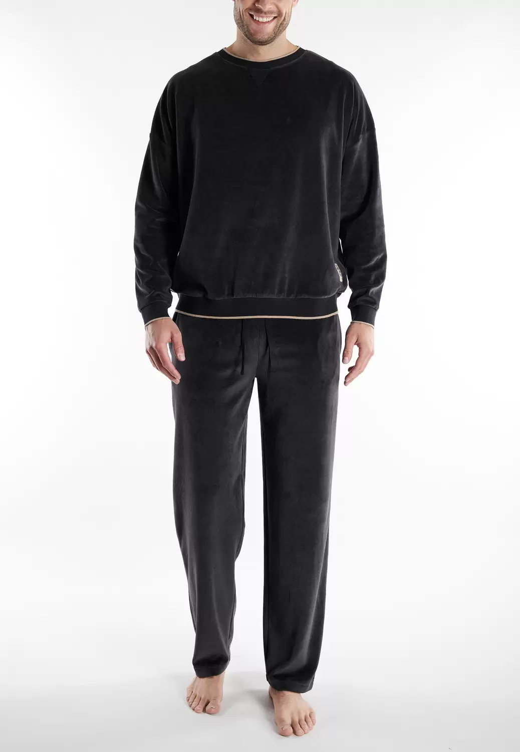 Pyjama, Rundhals, Bündchen