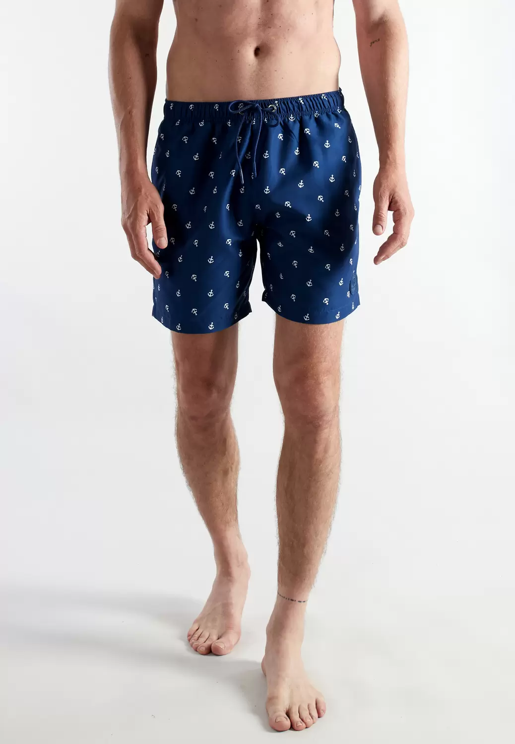 Badeshorts mittellang, blau-dunkel-Allover