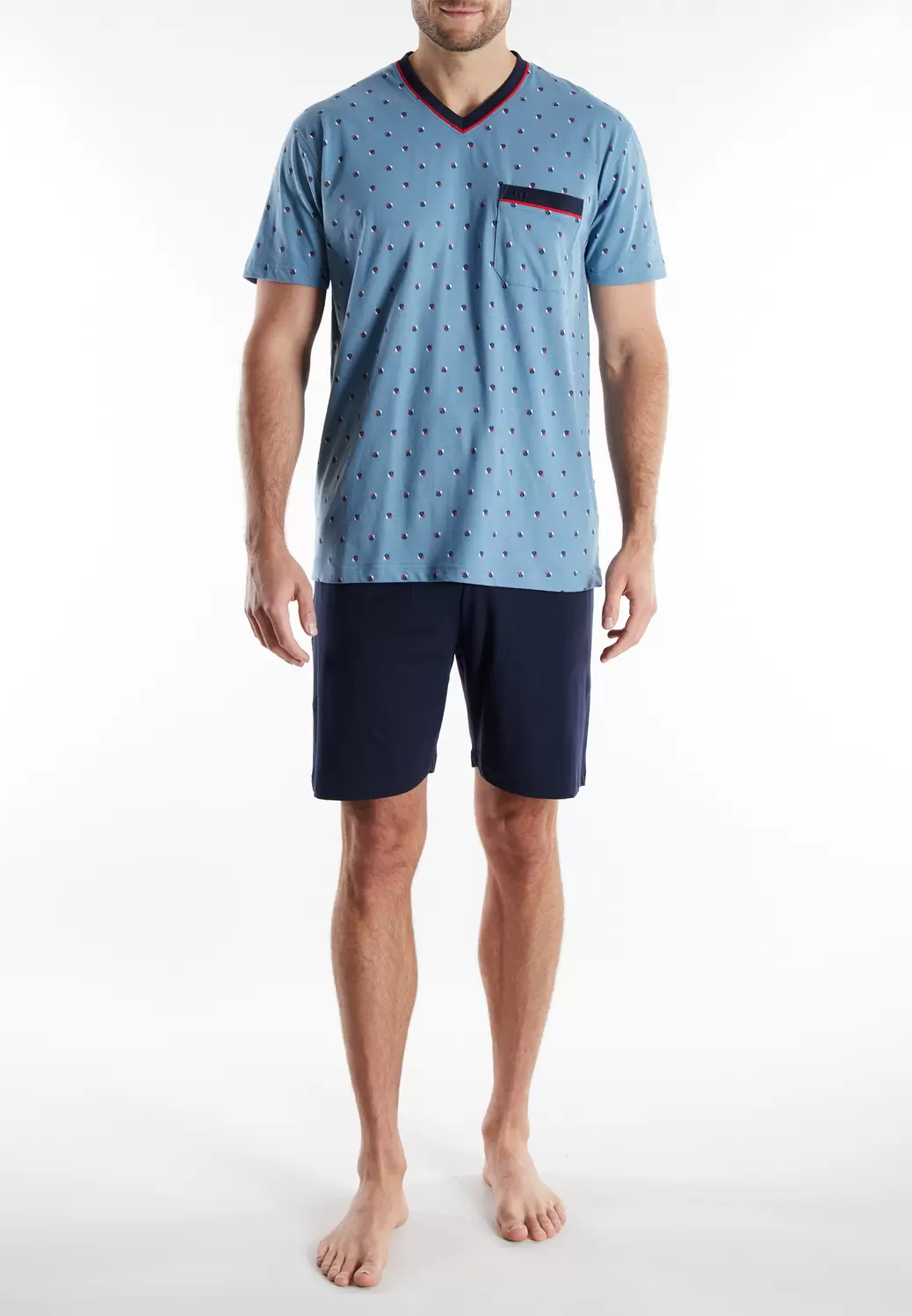 Shorty, V-A., blau-hell-Allover