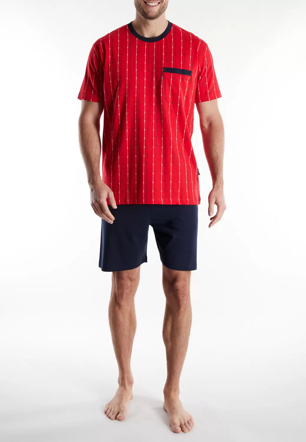 Shorty, Rundhals, rot-mittel-Allover