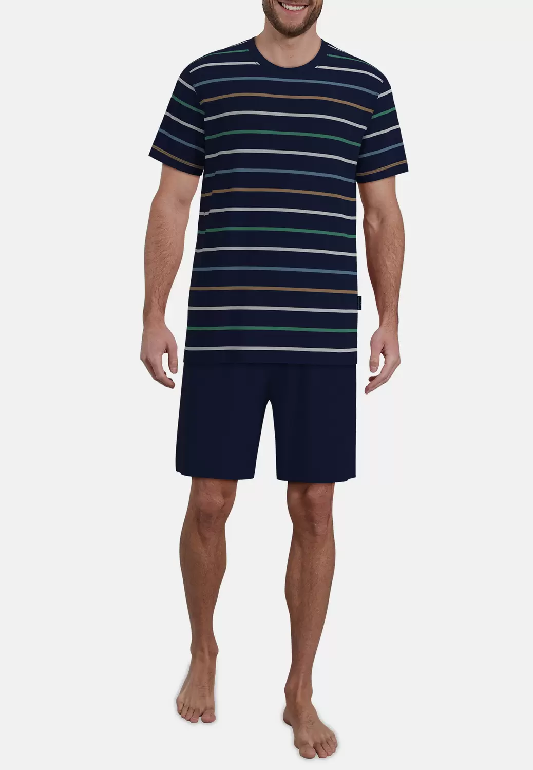 Shorty, Rundhals, blau-dunkel-Ringel