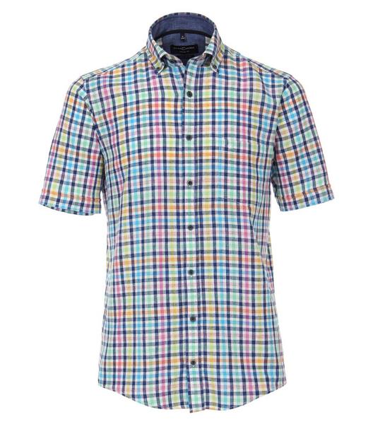 Leinenmischung Hemd Halbarm kariert