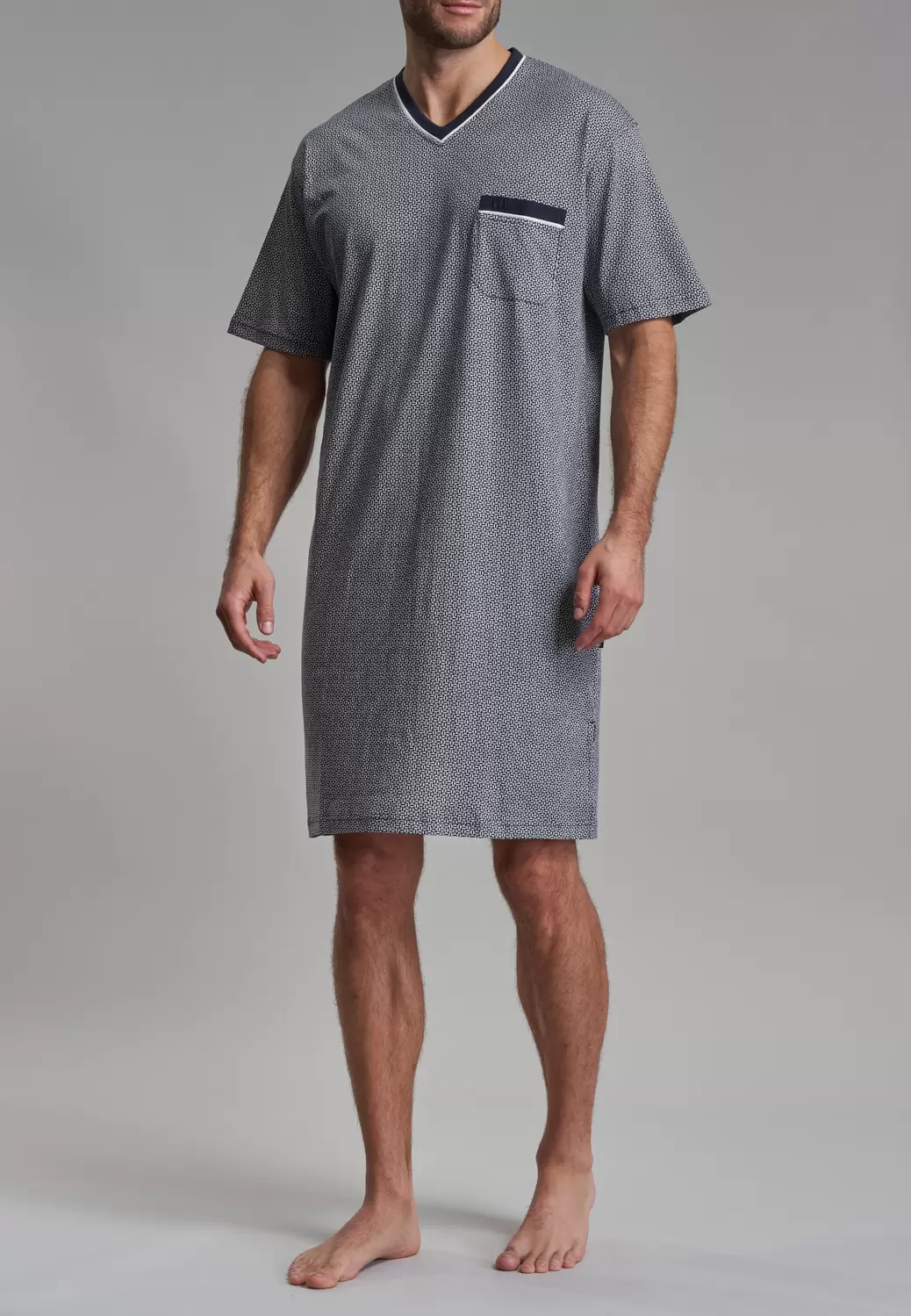 Nachthemd, 1/2 A, V-A., blau-mittel-Minimal