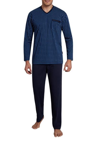 Pyjama, V-A., offen - 664/blau-dunkel-Karo